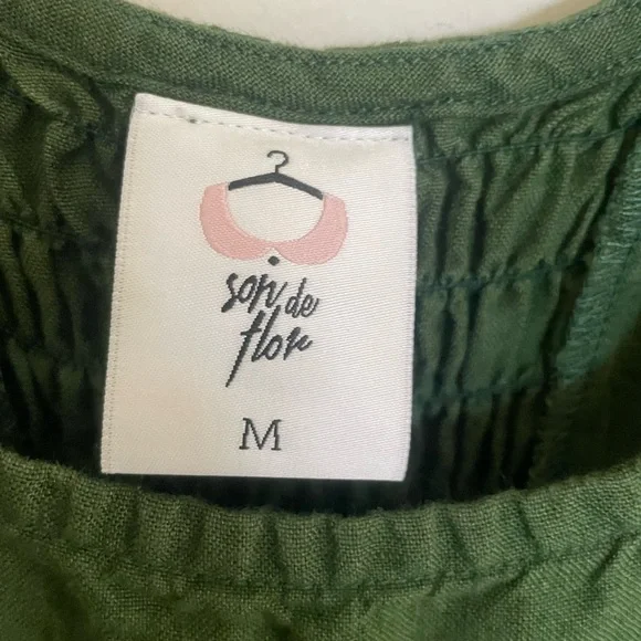 Son de Flor Dark green linen dress - Picture 3 of 7